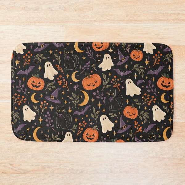 Item preview, Whimsical Witchy Halloween Cats & Ghosts Pattern designed and sold by VibnWalls.