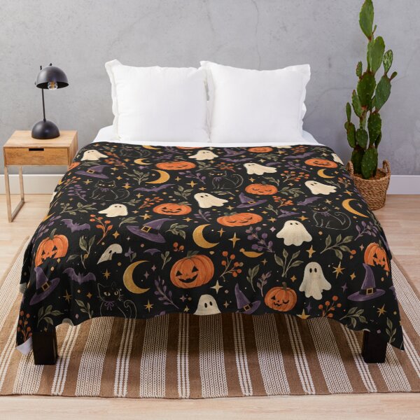 Item preview, Whimsical Witchy Halloween Cats & Ghosts Pattern designed and sold by VibnWalls.