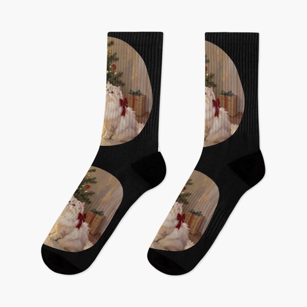 Item preview, Persian Cat Christmas by the Fireplace – Fluffy White Persian Cat Holiday Art designed and sold by cr6zym1nd.