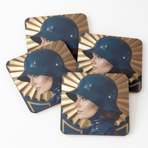 Item preview, Navy Latex Coat & Cloche – Golden Sunburst Art designed and sold by Magic-Reality.