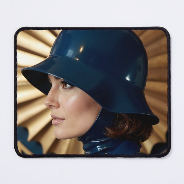 Item preview, Navy Latex Coat & Cloche – Golden Sunburst Art designed and sold by Magic-Reality.