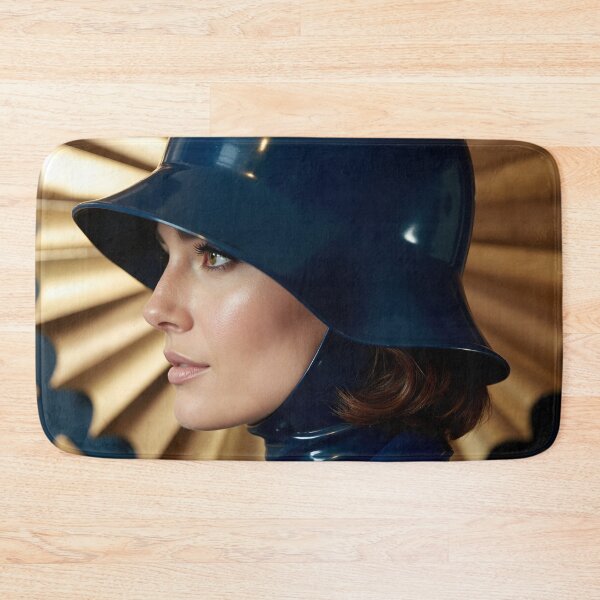 Item preview, Navy Latex Coat & Cloche – Golden Sunburst Art designed and sold by Magic-Reality.