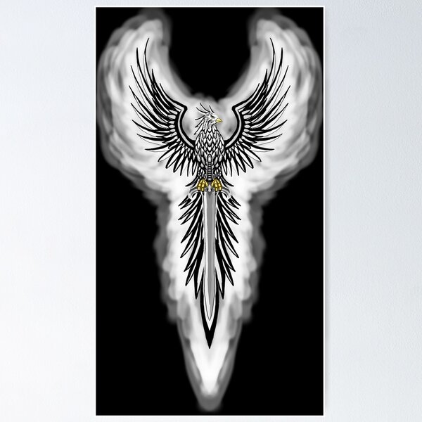 Item preview, Majestic Silver Phoenix with Smoky Sword Crest designed and sold by URSM.