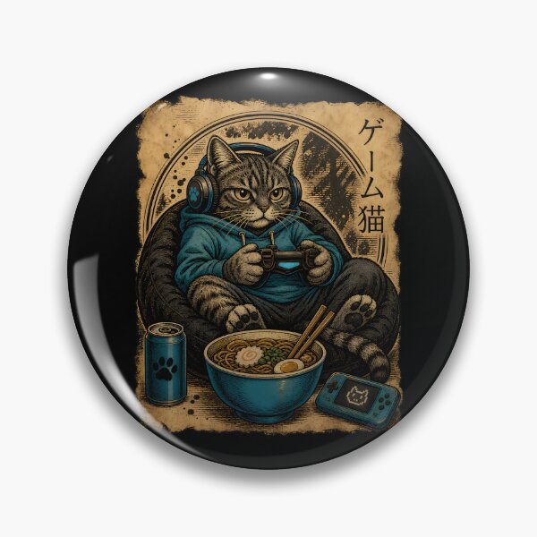 Item preview, Gamer Cat Gaming Ramen Japanese Retro Vintage designed and sold by Beanimilki.