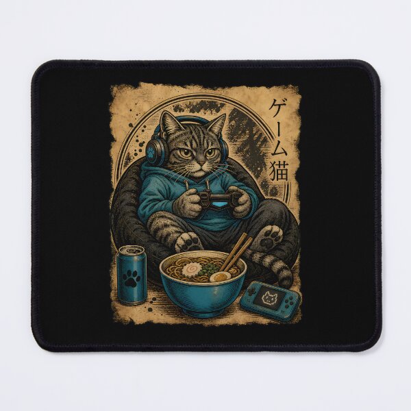 Item preview, Gamer Cat Gaming Ramen Japanese Retro Vintage designed and sold by Beanimilki.