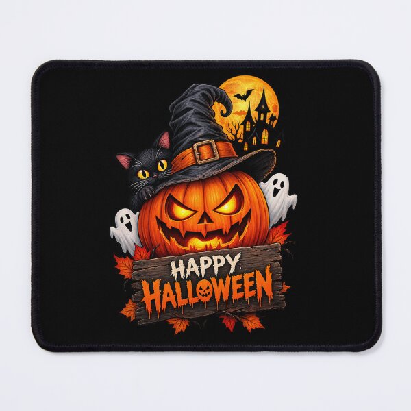 Item preview, Spooky Black Cat Witch Hat Jack O Lantern Happy Halloween designed and sold by Fine Art California.