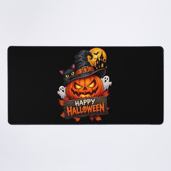 Item preview, Spooky Black Cat Witch Hat Jack O Lantern Happy Halloween designed and sold by Fine Art California.