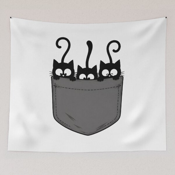 Item preview, Cute Black Cats Pocket Halloween Spooky Cat designed and sold by Beanimilki.