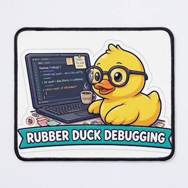 Item preview, Rubber Duck Debugging Funny Programmer Sticker designed and sold by KleptoStick.
