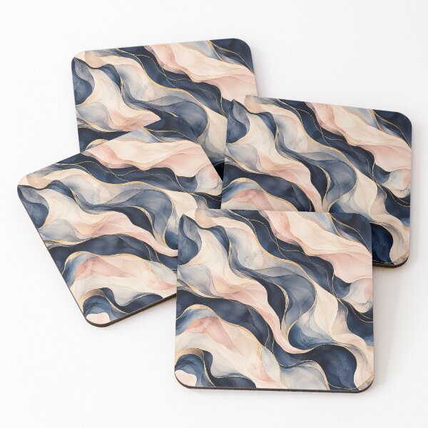 Item preview, Midnight Blush Abstract Marble Waves designed and sold by VibnWalls.