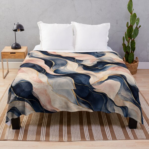 Item preview, Midnight Blush Abstract Marble Waves designed and sold by VibnWalls.