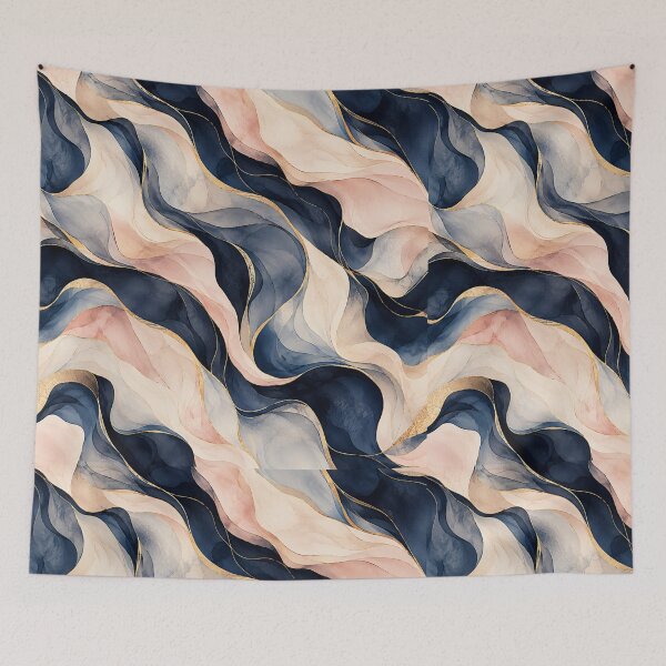 Item preview, Midnight Blush Abstract Marble Waves designed and sold by VibnWalls.