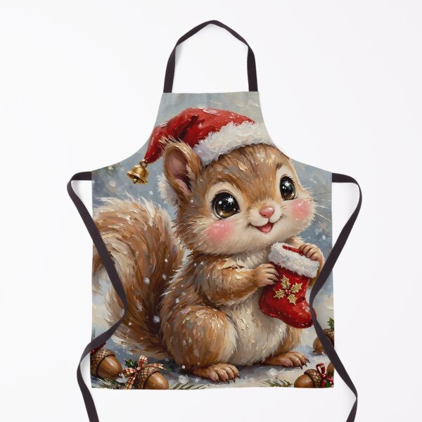 Item preview, Cute Christmas Squirrel with Santa Hat and Stocking | Whimsical Woodland Holiday Art designed and sold by cr6zym1nd.