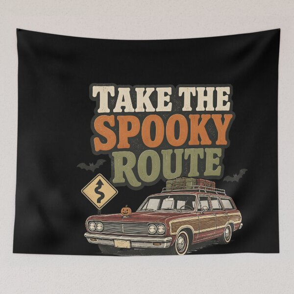 Item preview, Take The Spooky Route Road Trip Halloween Vintage Car designed and sold by LiviuGligoros.