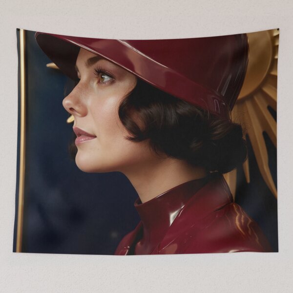 Item preview, Burgundy Latex Coat – 1920s Art Deco Glamour designed and sold by Magic-Reality.