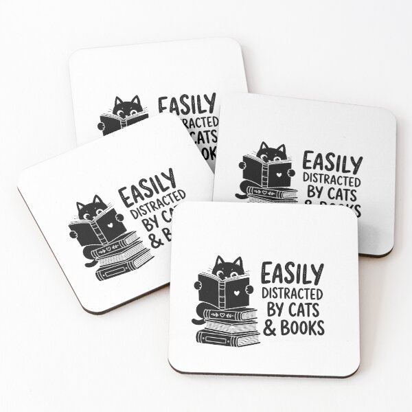 Item preview, Easily Distracted by Cats and Books Cute Cat Lover designed and sold by Beanimilki.