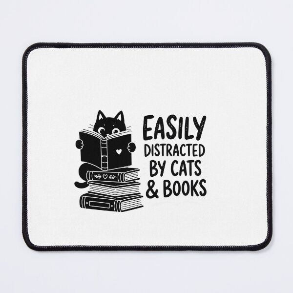 Item preview, Easily Distracted by Cats and Books Cute Cat Lover designed and sold by Beanimilki.