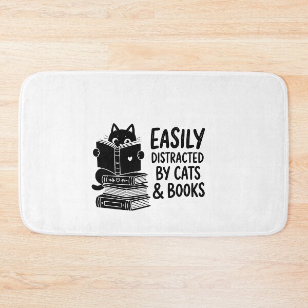 Item preview, Easily Distracted by Cats and Books Cute Cat Lover designed and sold by Beanimilki.