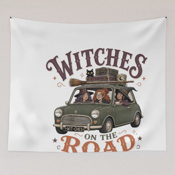 Item preview, Witches On The Road Vintage Car Halloween Magic Gift designed and sold by LiviuGligoros.