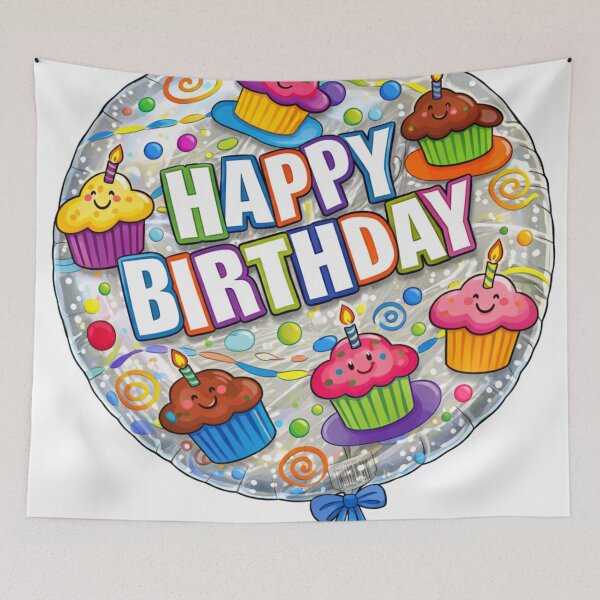 Item preview, Colorful Happy Birthday Cupcake Balloon designed and sold by LuxuryApparels.