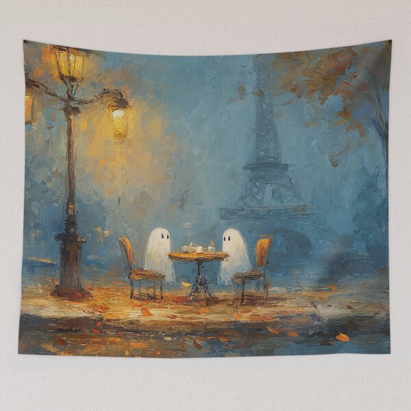 Item preview, Ghosts on Paris Café Date Eiffel Tower Painting designed and sold by NatureSight.