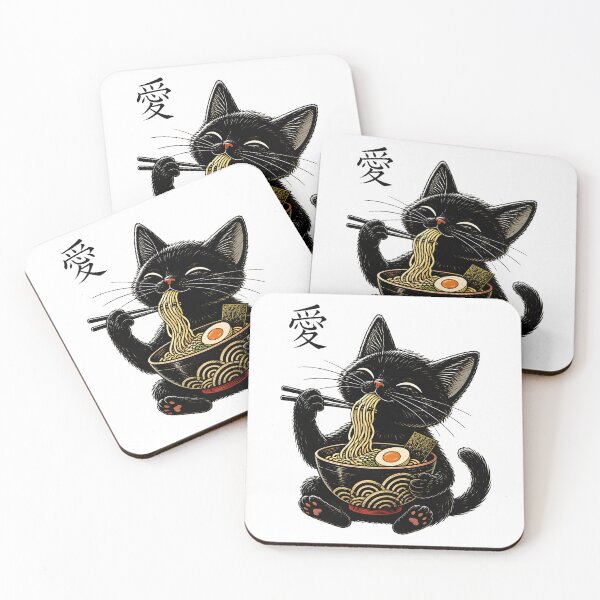 Item preview, Cute Black Cat Eating Ramen Japanese Food Lover designed and sold by Beanimilki.