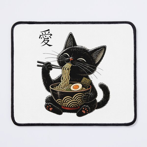 Item preview, Cute Black Cat Eating Ramen Japanese Food Lover designed and sold by Beanimilki.