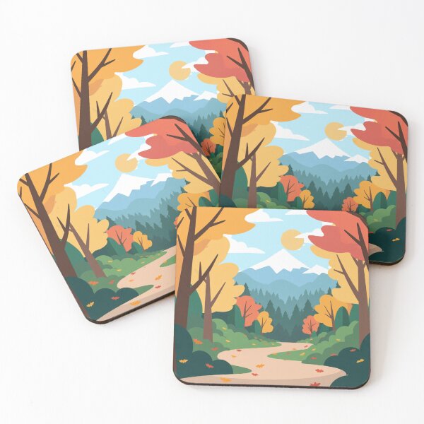 Item preview, Cozy Autumn Mountain Path Sunset Illustration designed and sold by CreativeOlga.