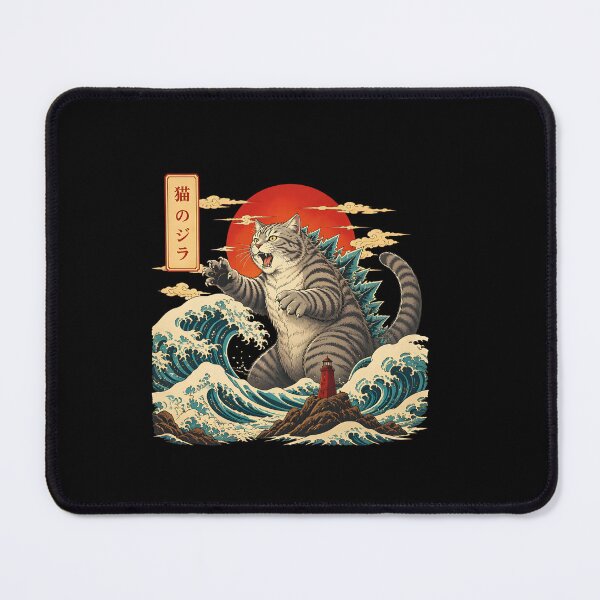 Item preview, Japanese Catzilla Great Wave Ocean Samurai Style designed and sold by Beanimilki.