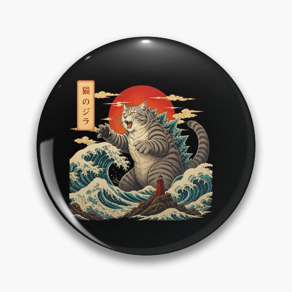 Item preview, Japanese Catzilla Great Wave Ocean Samurai Style designed and sold by Beanimilki.