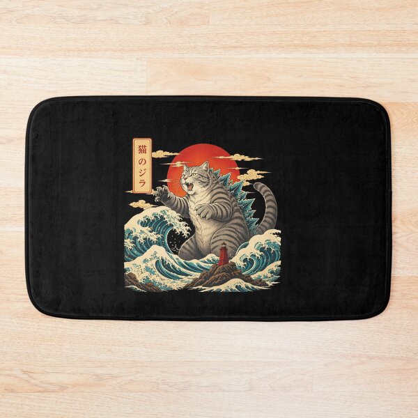 Item preview, Japanese Catzilla Great Wave Ocean Samurai Style designed and sold by Beanimilki.
