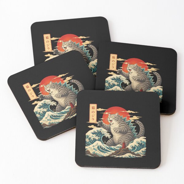 Item preview, Japanese Catzilla Great Wave Ocean Samurai Style designed and sold by Beanimilki.