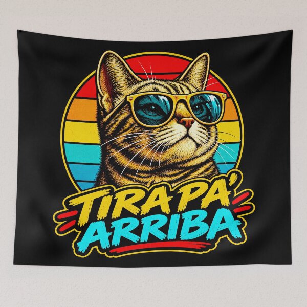 Item preview, Tira Pa Arriba Gato Cool Retro Vintage - Funny Chilean Slang Cat designed and sold by Kittcatking.
