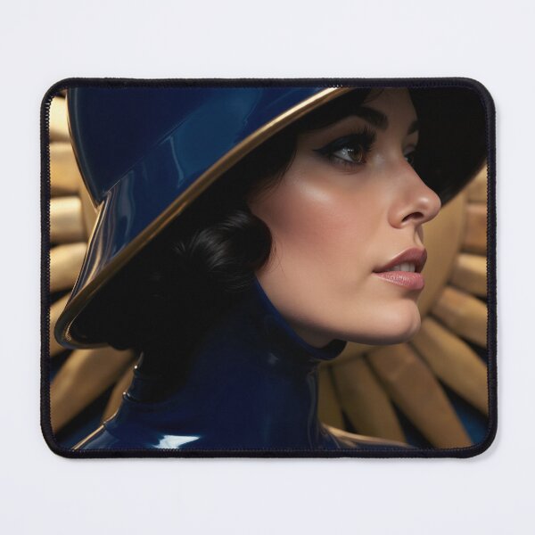 Item preview, Navy Latex Wide Brim Hat – Gold Sunburst Portrait designed and sold by Magic-Reality.