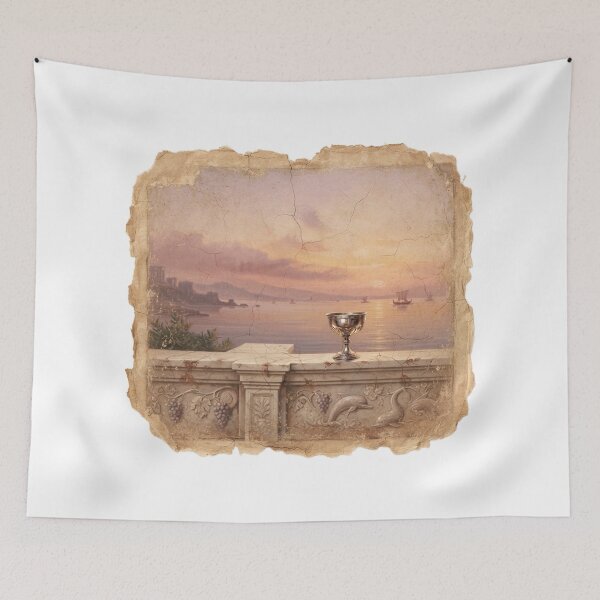 Item preview, Roman Villa Balcony Fresco - Mediterranean Landscape Art designed and sold by codex antique.