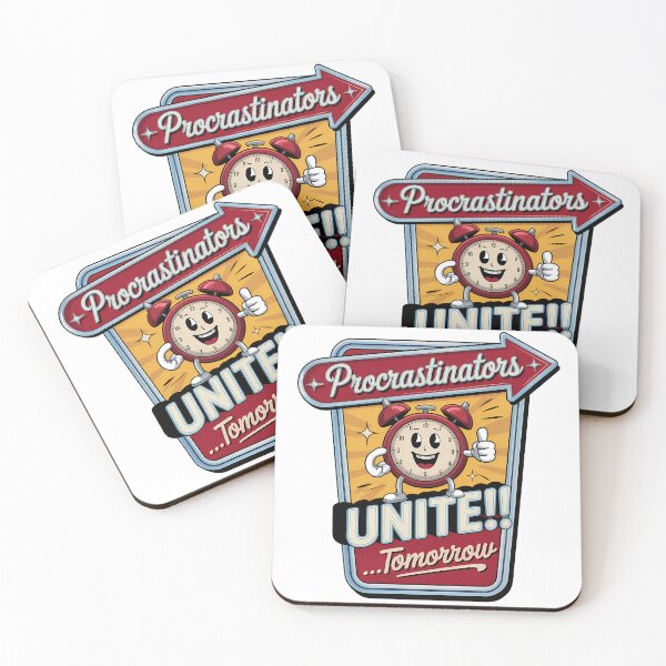 Item preview, Procrastinators Unite Tomorrow – Funny Propaganda Poster Design designed and sold by LoFizzy.