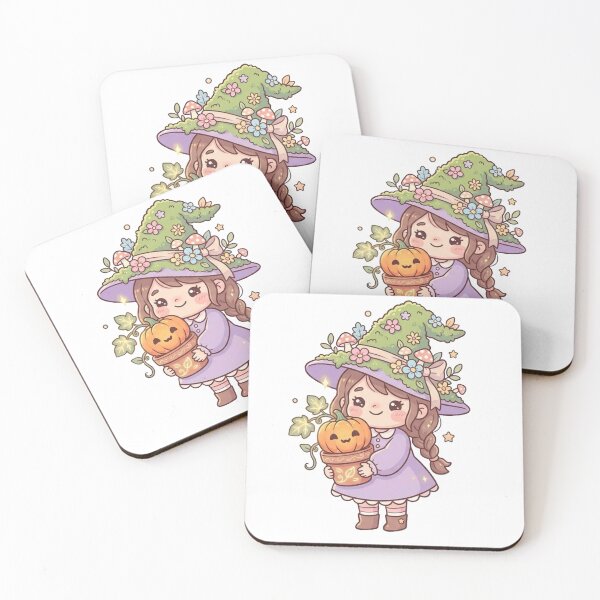 Item preview, Cute Kawaii Halloween Witch Girl with Pumpkin | Magical Autumn Witch designed and sold by beztdesign.