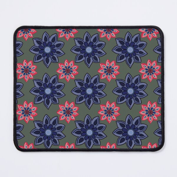 Item preview, Feels Like Polka Dot Flowers Blue and Red on Green Background designed and sold by The Flying Bunny Studio.