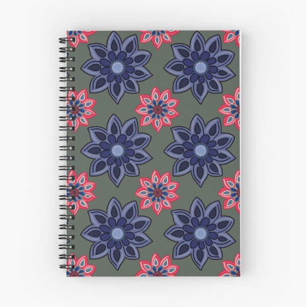 Item preview, Feels Like Polka Dot Flowers Blue and Red on Green Background designed and sold by The Flying Bunny Studio.