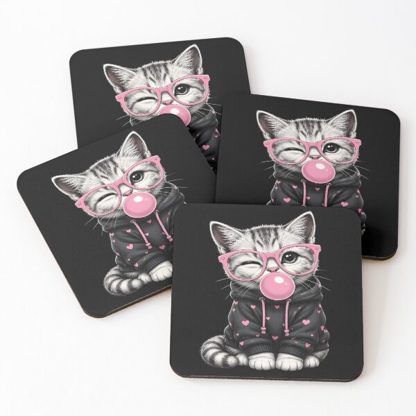 Item preview, Cute Cat Bubblegum Pink Glasses Kawaii Cat Lover designed and sold by Beanimilki.