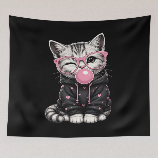 Item preview, Cute Cat Bubblegum Pink Glasses Kawaii Cat Lover designed and sold by Beanimilki.