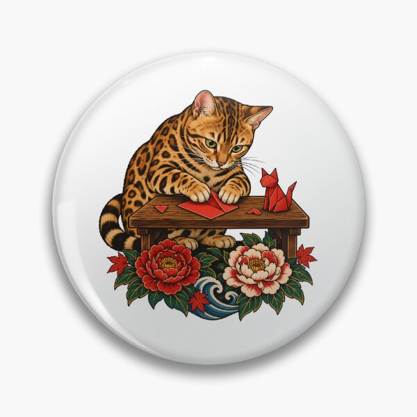 Item preview, Bengal Cat Origami Folding Japanese Ukiyo-e  designed and sold by Old's Cool Cat Studio.