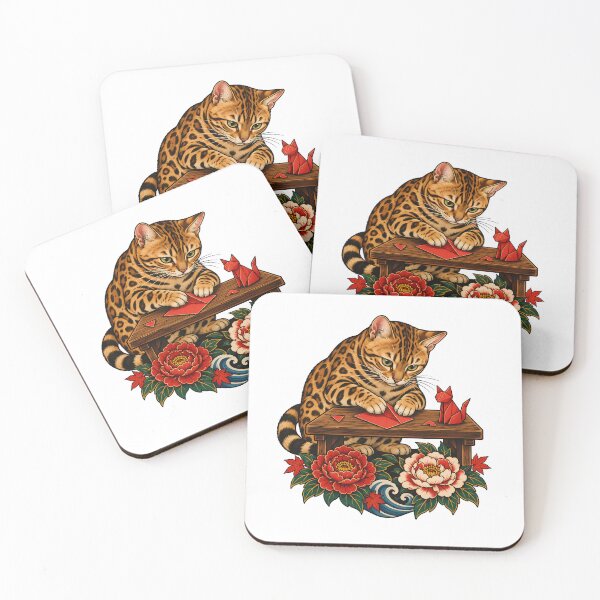 Item preview, Bengal Cat Origami Folding Japanese Ukiyo-e  designed and sold by Old's Cool Cat Studio.