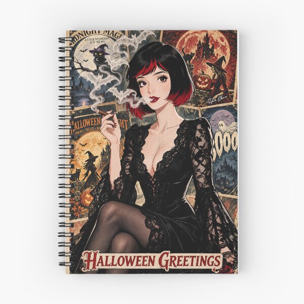 Item preview, Gothic Witch Smoke & Bat Magic – Vintage Halloween Card Aesthetic designed and sold by Hen-C-Art.