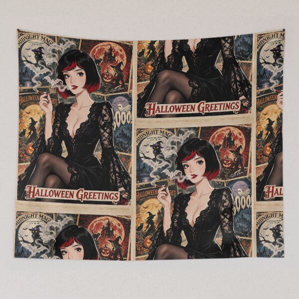 Item preview, Gothic Witch Smoke & Bat Magic – Vintage Halloween Card Aesthetic designed and sold by Hen-C-Art.