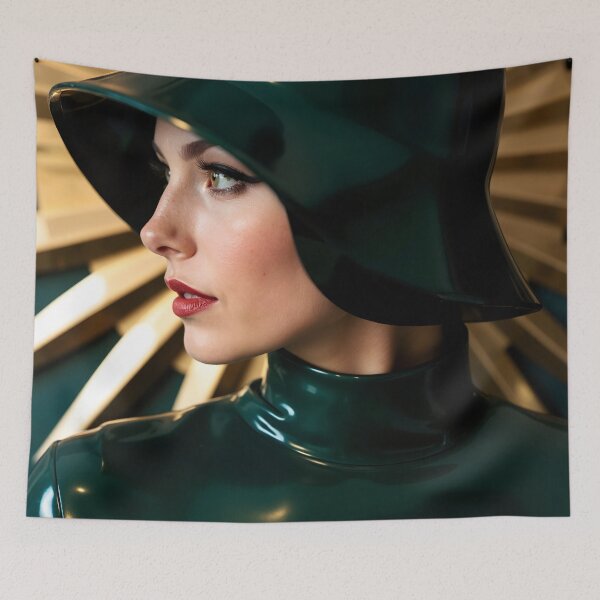 Item preview, Dark Green Latex Cloche – Art Deco Femme Fatale designed and sold by Magic-Reality.
