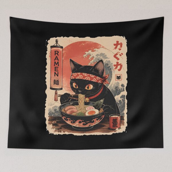 Item preview, Black Cat Ramen Japanese Food Warrior designed and sold by Beanimilki.