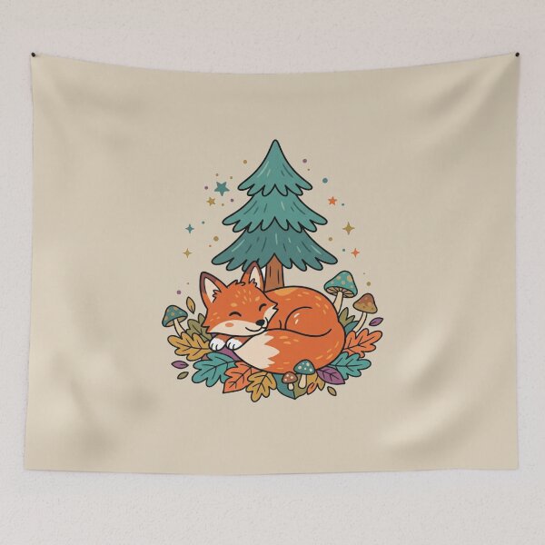 Item preview, Cozy Sleeping Forest Fox Autumn Pine Tree designed and sold by Fine-Arts-Lab.