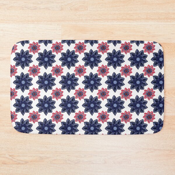 Item preview, Feels Like Polka Dot Flowers Blue and Red on White Background designed and sold by The Flying Bunny Studio.