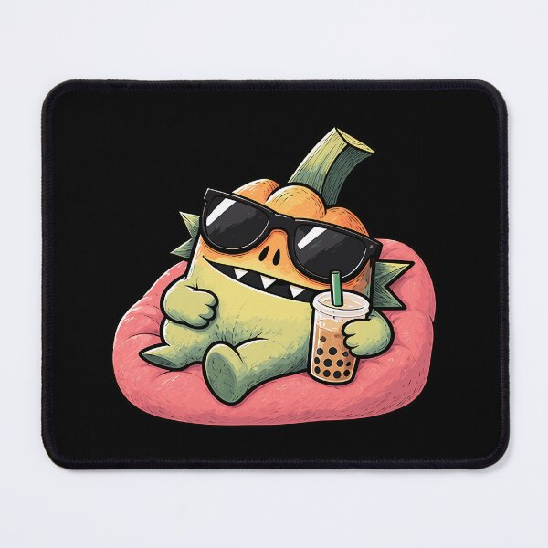 Item preview, Cool Pumpkin Monster Chilling With Bubble Tea designed and sold by SpinningCharm.